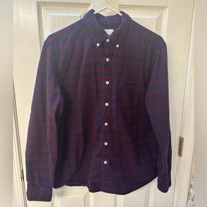 American Eagle Outfitters Burgundy and Navy Checkered Flannel Shirt
